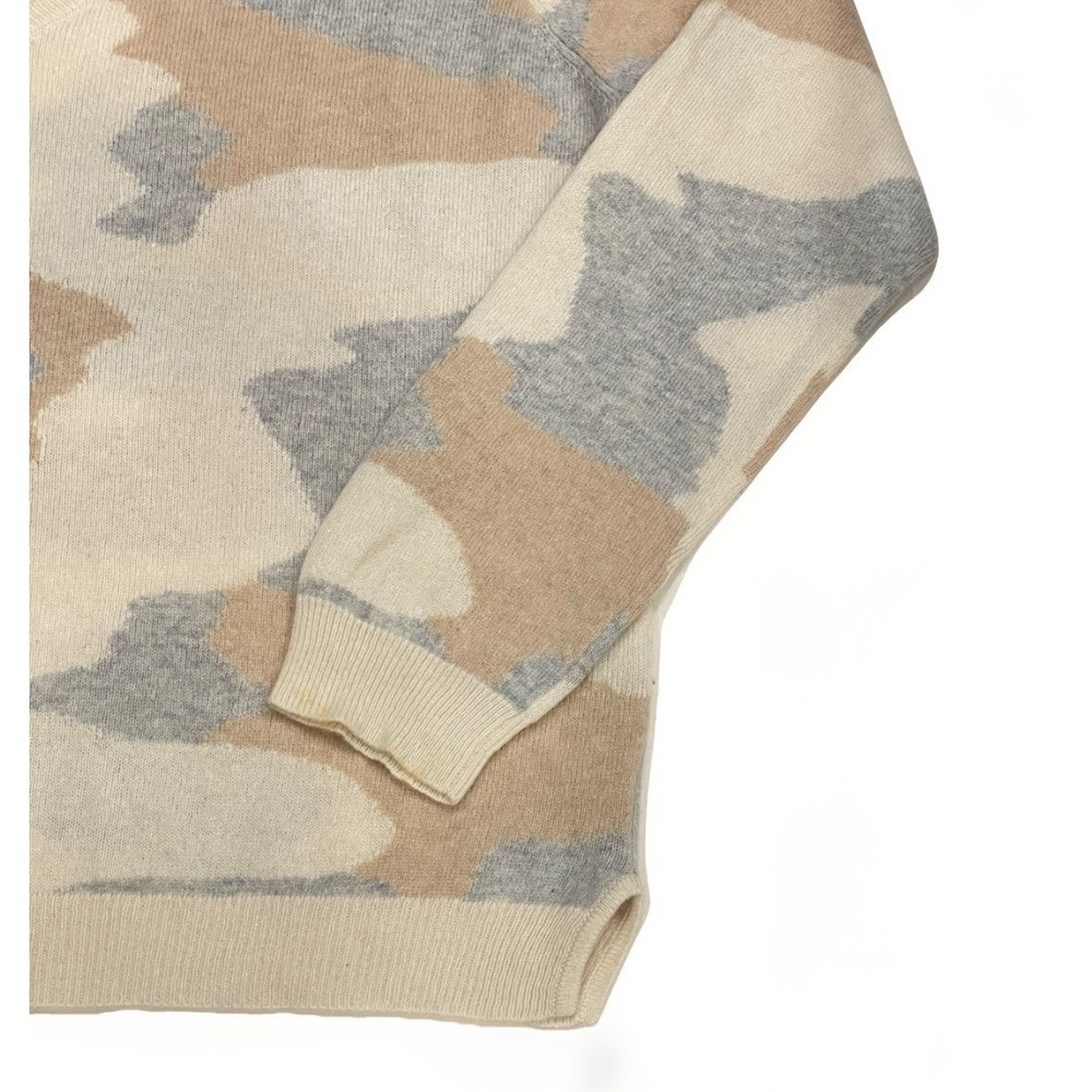 Jumper 1234 Camo Cashmere Sweater V Neck Beige Gray White Women's Size L - Picture 5 of 11